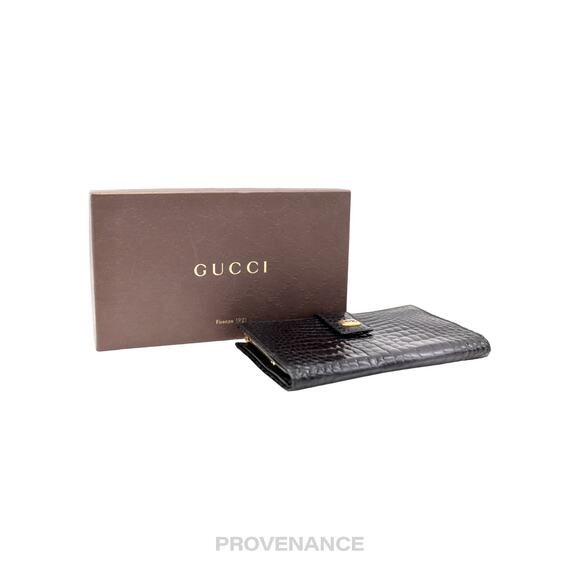 🔴 Gucci Long Wallet - Black Crocodile - Picture 2 of 12